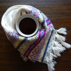 Colorful White Scarf - Nordic Print